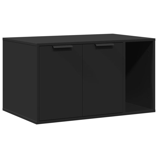 Cutie litieră pisici negru 80x50x45 cm lemn prelucrat