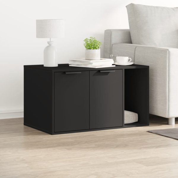 Cutie litieră pisici negru 80x50x45 cm lemn prelucrat