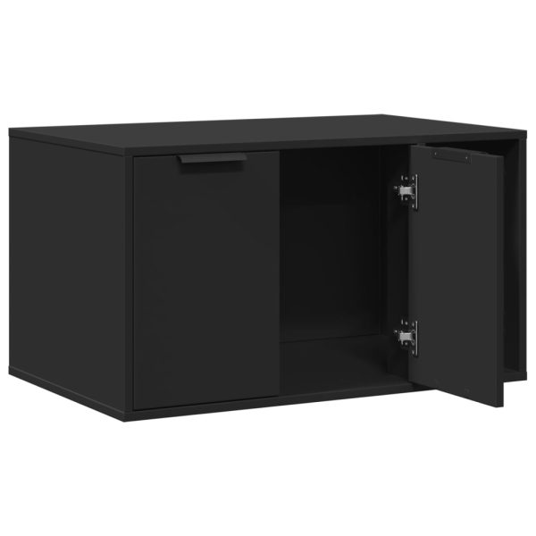 Cutie litieră pisici negru 80x50x45 cm lemn prelucrat