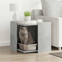 Cutie litieră pisici gri beton 53x53x51 cm lemn prelucrat