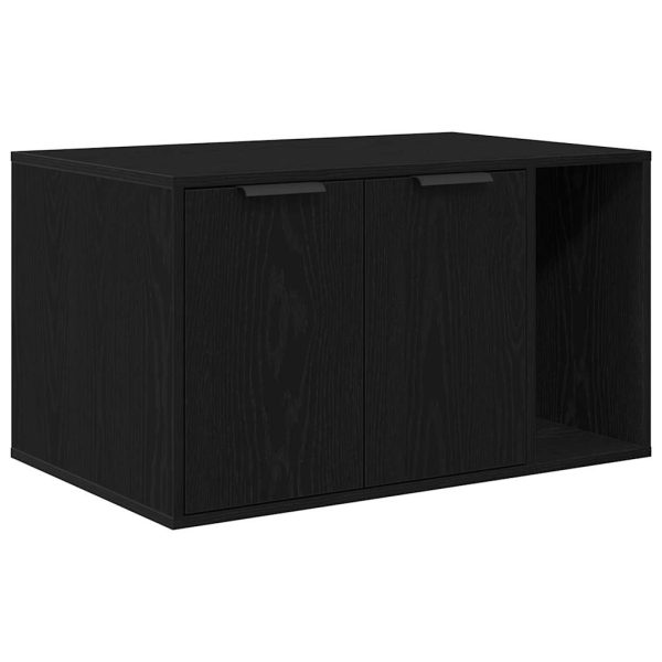 Litiera pentru pisici, împrejmuire, stejar negru, 80x50x45 cm, lemn stratificat