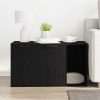 Litiera pentru pisici, împrejmuire, stejar negru, 80x50x45 cm, lemn stratificat