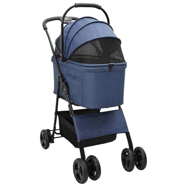 Carucior pentru Pisici Pliante albastru 81 x 47 x 99 cm