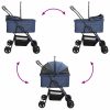 Carucior pentru Pisici Pliante albastru 81 x 47 x 99 cm