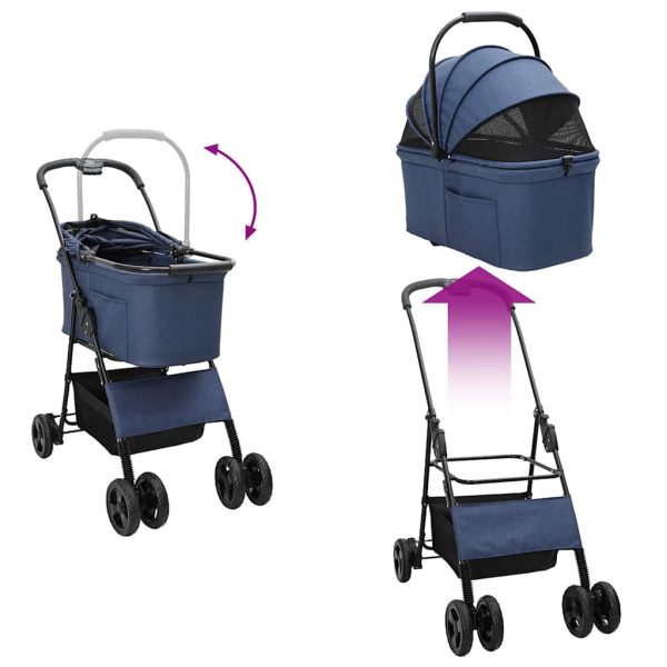 Carucior pentru Pisici Pliante albastru 81 x 47 x 99 cm