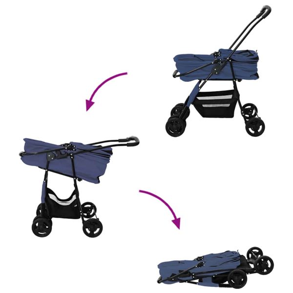 Carucior pentru Pisici Pliante albastru 81 x 47 x 99 cm