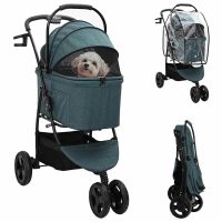 Carucior pentru Pisici Pliante Verde 78 x 54 x 101 cm Poliester