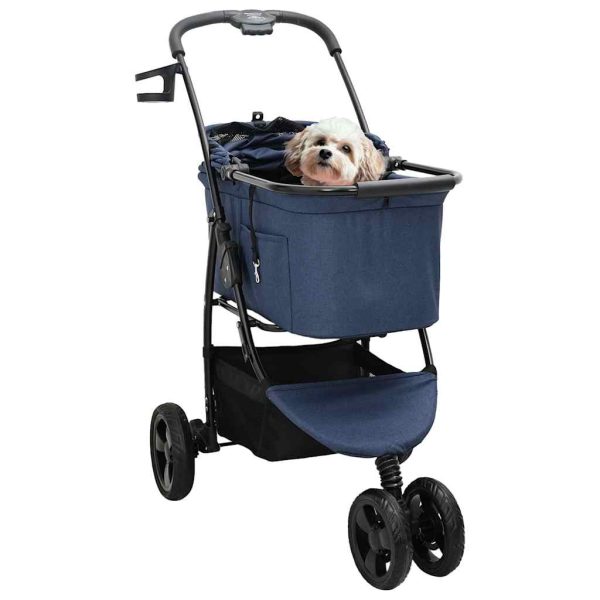 Carucior pentru Pisici Pliante albastru 78 x 54 x 101 cm