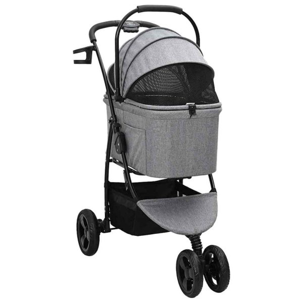 Carucior pentru Pisici Pliante Gri 78 x 54 x 101 cm Poliester