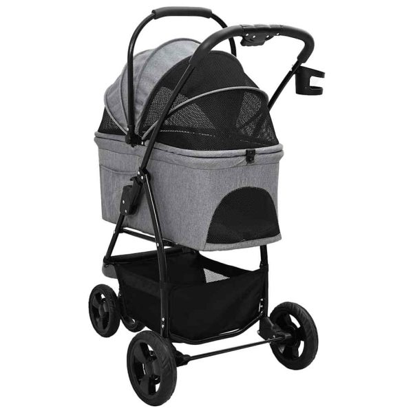 Carucior pentru Pisici Pliante Gri 78 x 54 x 101 cm Poliester