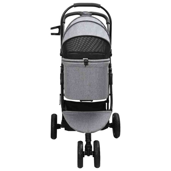 Carucior pentru Pisici Pliante Gri 78 x 54 x 101 cm Poliester