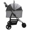 Carucior pentru Pisici Pliante Gri 78 x 54 x 101 cm Poliester
