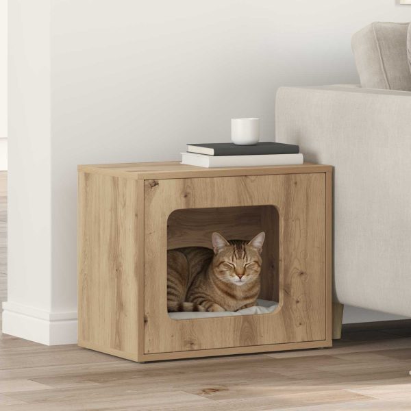 Casa pentru pisici Stejar artizanal 51 x 30 x 42,5 cm
