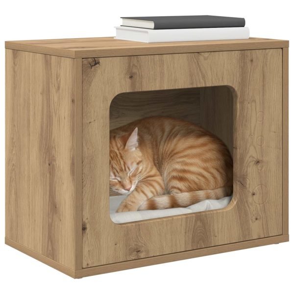 Casa pentru pisici Stejar artizanal 51 x 30 x 42,5 cm