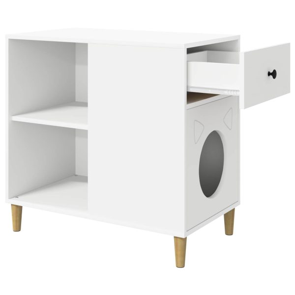 Casa pentru pisici Alb 72 x 42.5 x 70 cm Lemn compozit