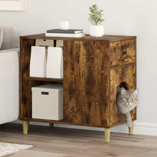 Casa pentru pisici Stejar fumuriu 72 x 42.5 x 70 cm