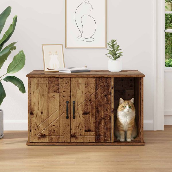 Casa pentru pisici Lemn vechi 85 x 55 x 50 cm Lemn compozit
