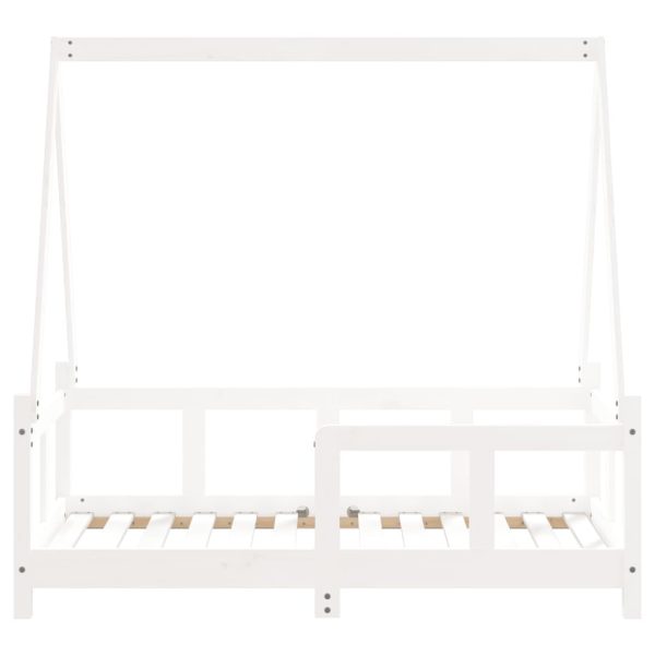 Cadru de pat pentru copii, alb, 70x140 cm, lemn masiv de pin