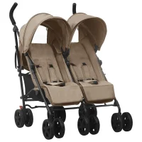 10237 1 vidaXL Cărucior dublu, gri taupe, oțel