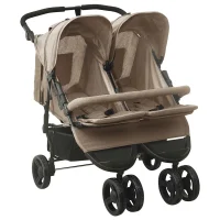 10243 1 vidaXL Cărucior dublu, gri taupe, oțel