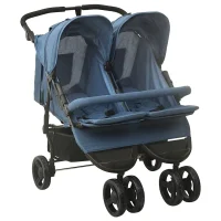 10244 1 vidaXL Cărucior dublu, bleumarin, oțel