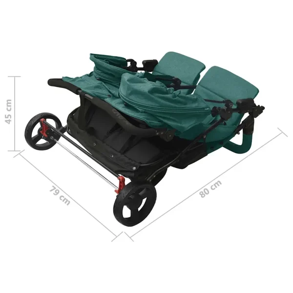 vidaXL Cărucior dublu, verde, oțel