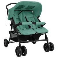 10346 1 vidaXL Cărucior pentru gemeni, verde, oțel