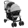 10347 1 vidaXL Cărucior pentru gemeni în tandem, gri deschis, oțel