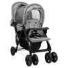 10347 2 vidaXL Cărucior pentru gemeni în tandem, gri deschis, oțel