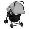 10347 6 vidaXL Cărucior pentru gemeni în tandem, gri deschis, oțel