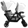 10347 7 vidaXL Cărucior pentru gemeni în tandem, gri deschis, oțel