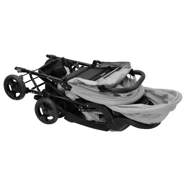 10347 8 vidaXL Cărucior pentru gemeni în tandem, gri deschis, oțel