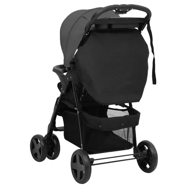 10390 6 vidaXL Cărucior pentru copii 3-în-1, gri închis și negru, oțel