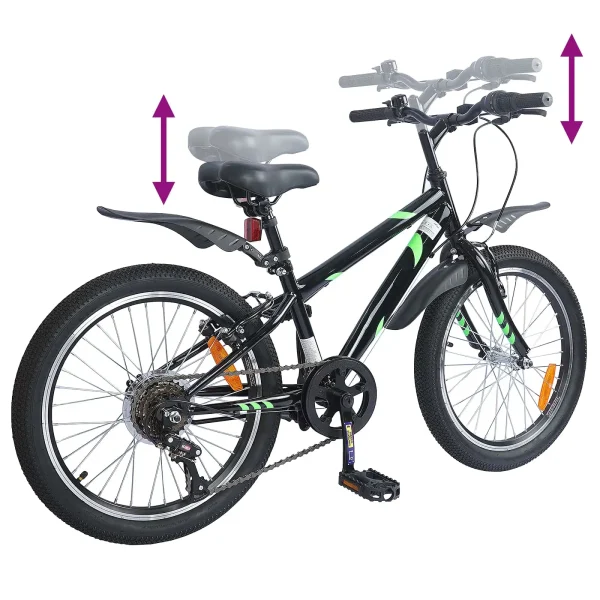 Bicicletă pentru Copii 24 Inci 6-Speed pentru 8-12 ani Negru