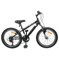 Bicicletă Montană 24 Inci 6-Viteză pentru 8-12 ani Negru