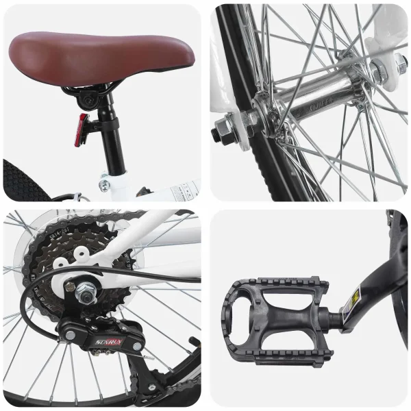 Bicicletă Montană 20 Inci 6-Speed pentru 5-8 ani Alb