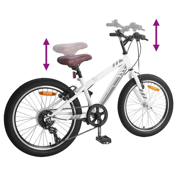 Bicicletă Montană 20 Inci 6-Speed pentru 5-8 ani Alb
