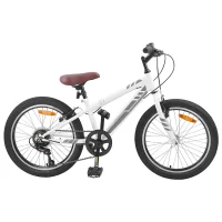 Bicicletă Montană 24 Inci 6-Speed pentru 8-12 ani Alb