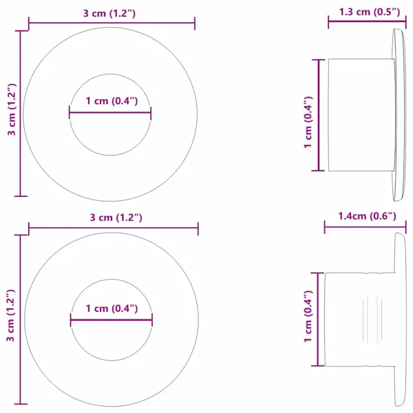 Stoppers pentru masă de fotbal 10 pcs Negru 3 x 3 x 1,4 cm HIPS