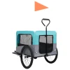 vidaXL Remorcă bicicletă & cărucior 2-în-1 animale, albastru și gri